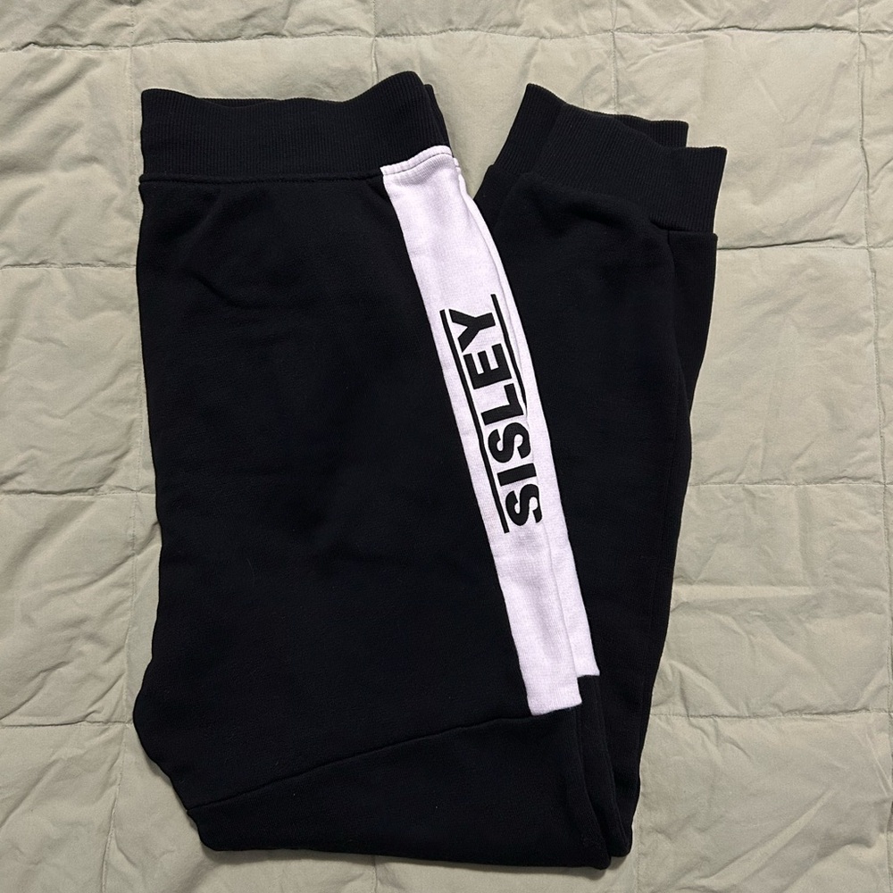 Sisley Kids Black and White Joggers SZ Large 13/14 Year